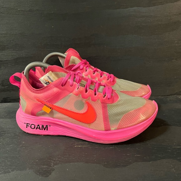Nike Zoom Fly SP x Off-White Men's Size 8 Tulip Pink Running Shoes AJ4588-600 - Picture 1 of 8